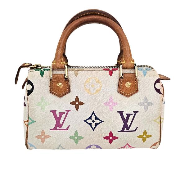 Louis Vuitton Takashi Murakami White Multicolor Mini Speedy - Picture 1 of 12